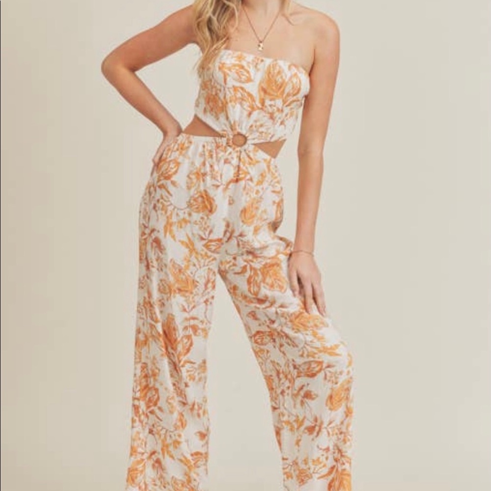 Floral mustard jumpsuit